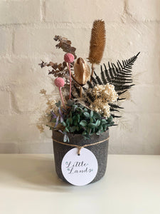 Forever Bouquet Dried Flower Arrangement - Charcoal Textured Pot