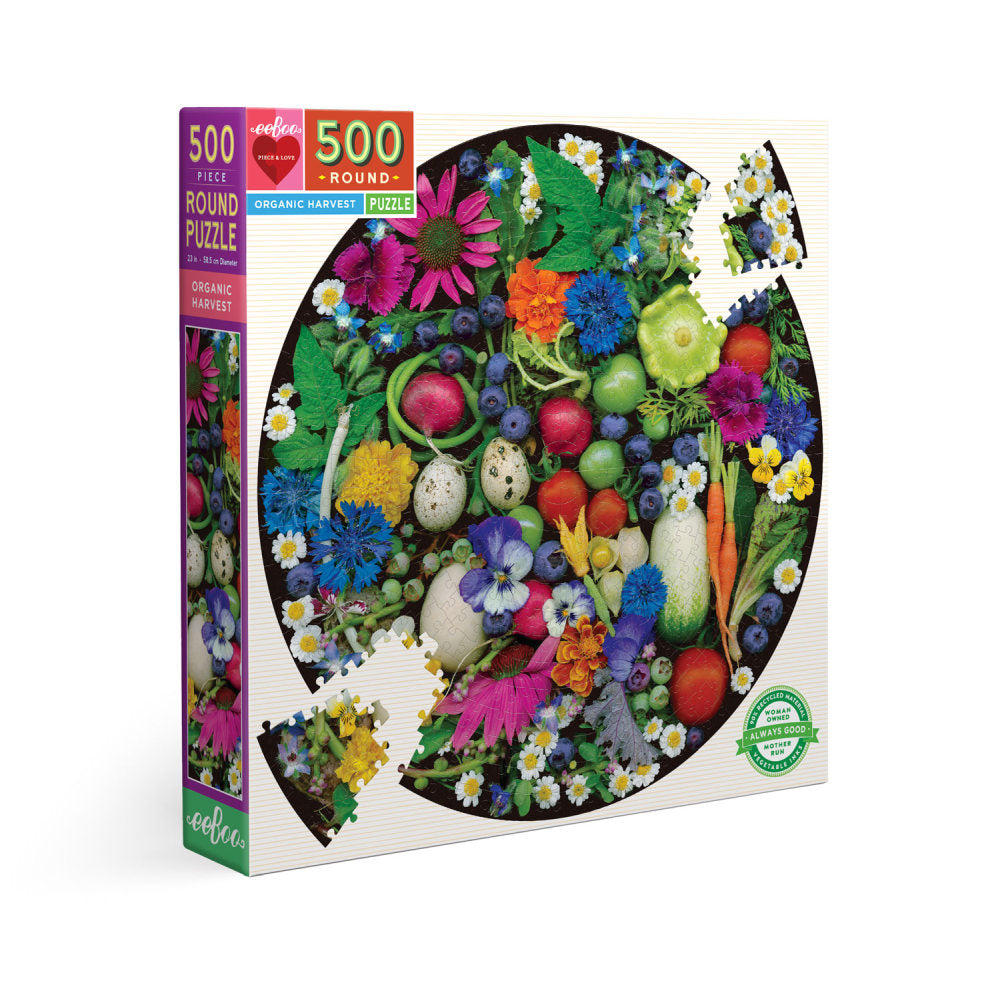 EeBoo 500 Piece Round Puzzle - Organic Harvest